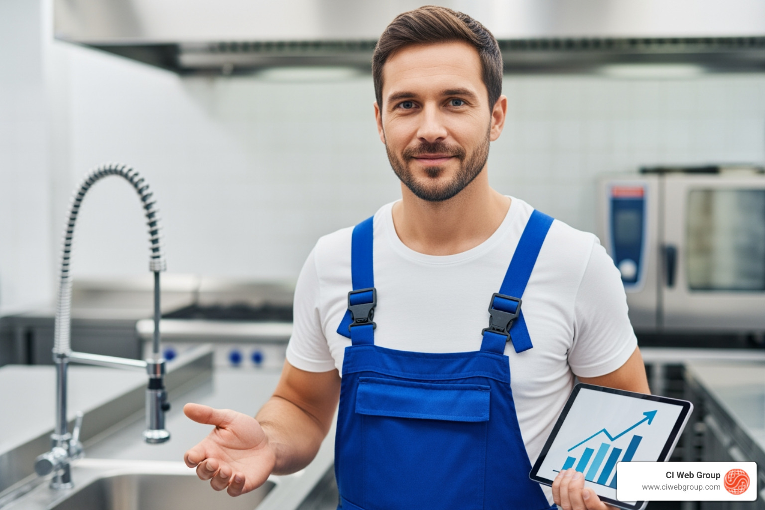 infographic showing the commercial lead generation funnel from digital visibility through relationship building to contract signing, with key tactics at each stage including Google Business optimization, LinkedIn networking, trade show attendance, case study creation, and targeted paid advertising - how to generate commercial service plumbing leads