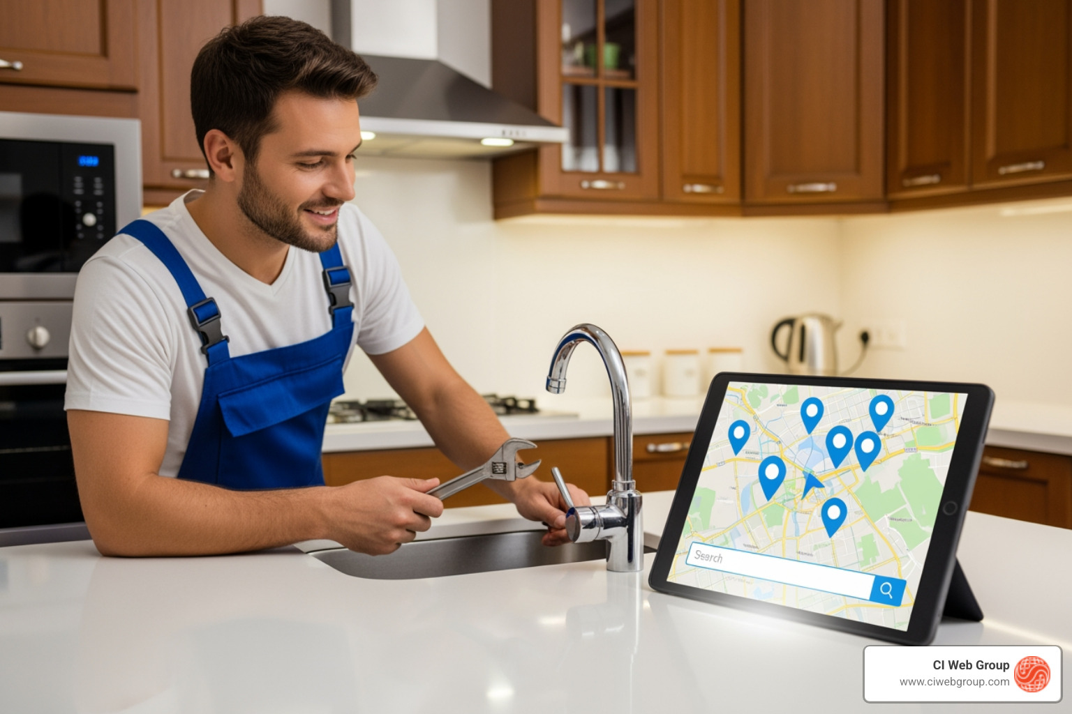 Infographic showing the 3 pillars of local SEO for plumbers: Proximity (how close you are to the searcher), Relevance (how well your business matches the search), and Prominence (how well-known and trusted your business is online) - local SEO for plumbers