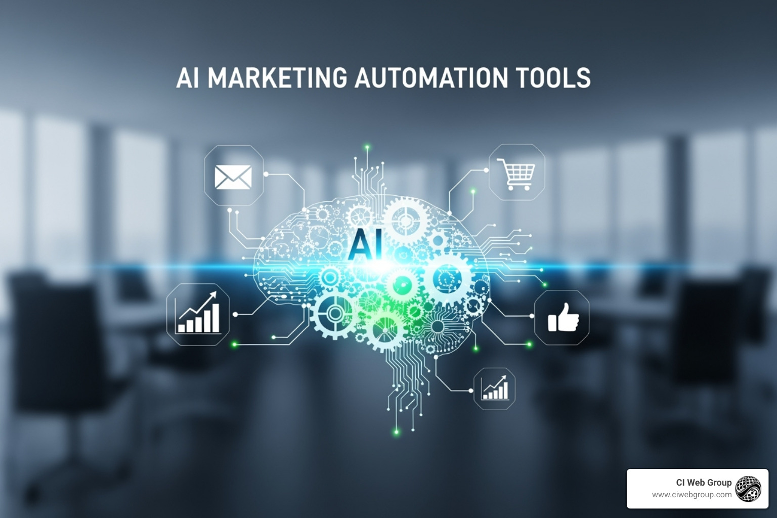 Home service business team collaborating around a screen showing AI analytics for their local area - ai marketing automation tools
