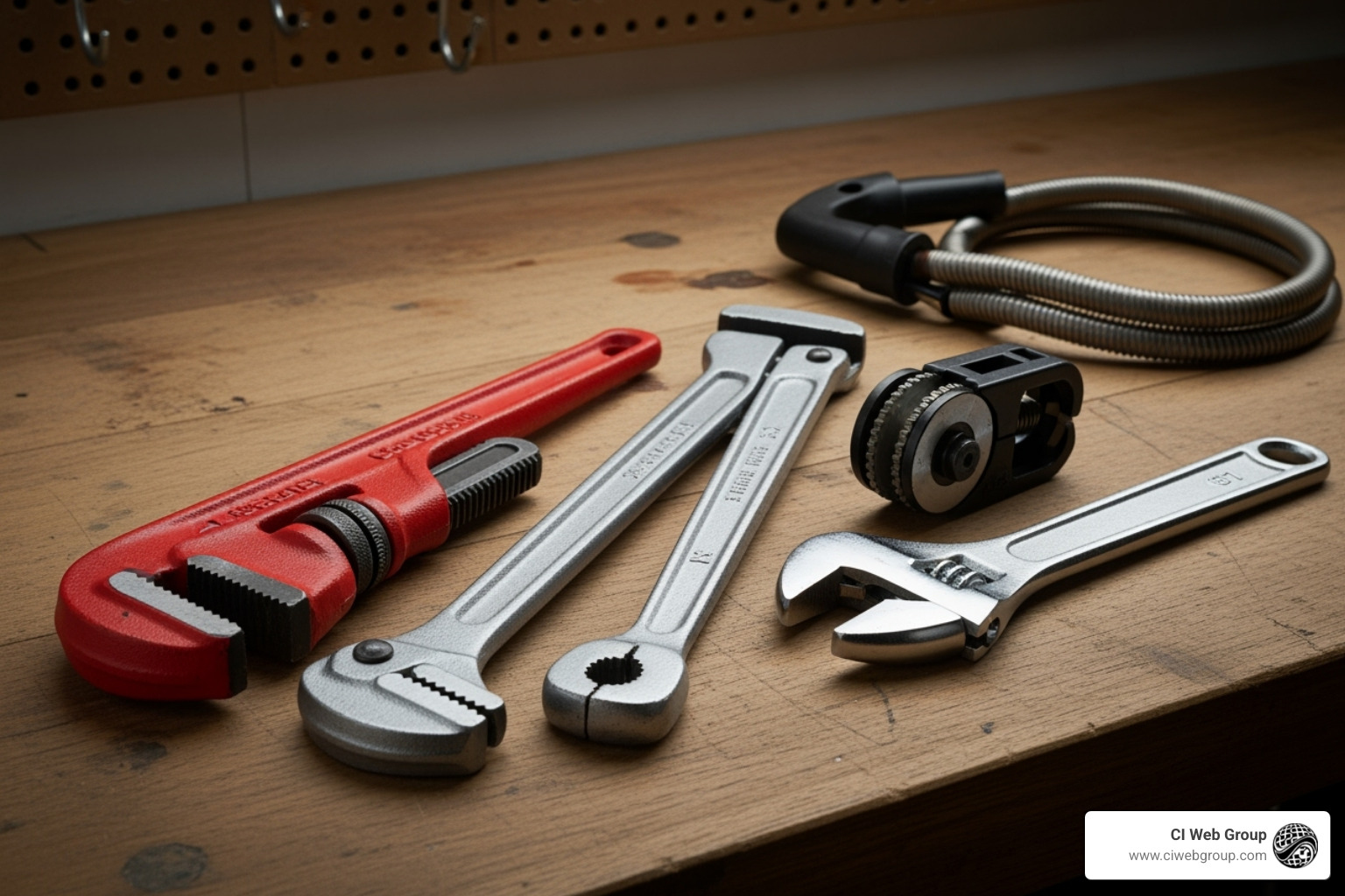 a plumbing toolkit including wrenches, a cutter, and a snake - plumbing supply near me a plumbing toolkit including wrenches, a cutter, and a snake - plumbing supply near me