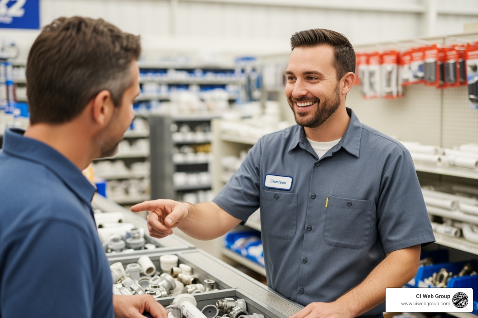 a friendly employee assisting a customer at a local supply counter - plumbing supply near me a friendly employee assisting a customer at a local supply counter - plumbing supply near me
