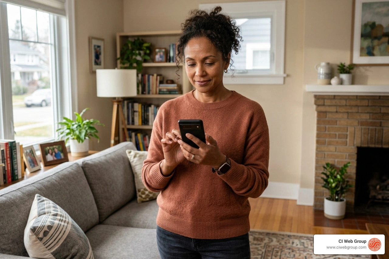 homeowner searching for local services on a smartphone - Digital marketing for contractors