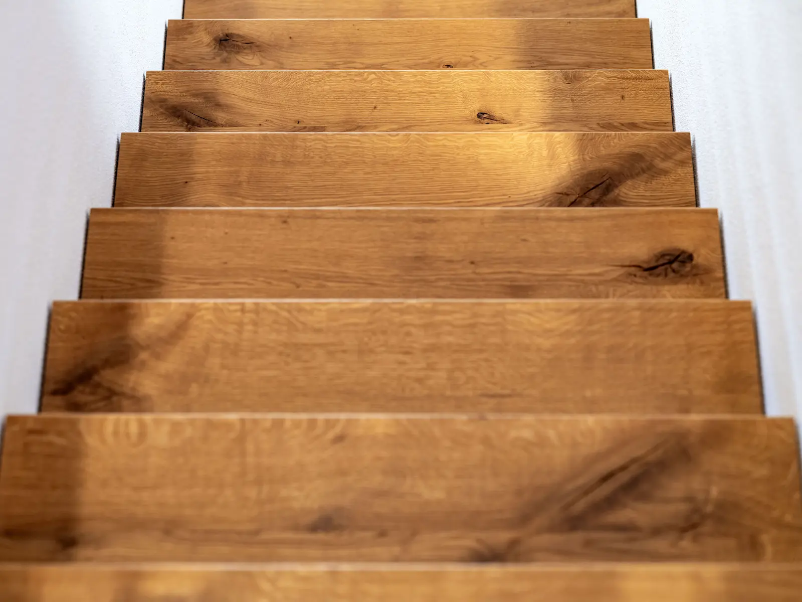 Draufsicht auf die freitragenden Eichentritte