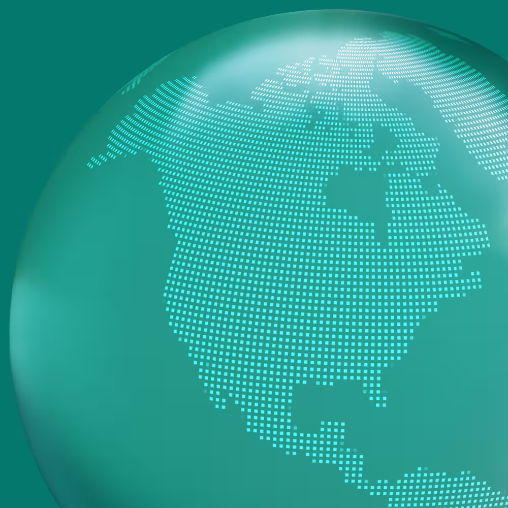 Map of the United States of America on a globe