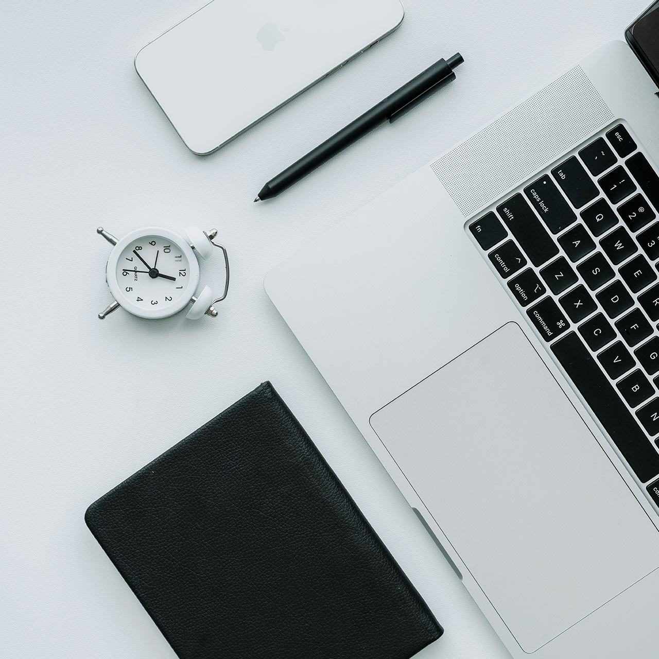 gadgets on a white table