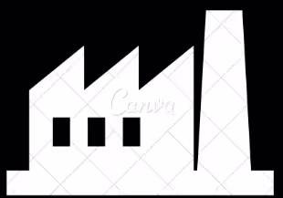 Icon einer Fabrik, das Innenausbau für industrielle Bereiche symbolisiert