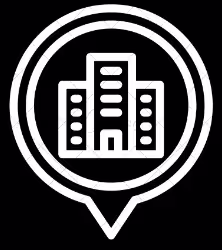 Icon eines Bürogebäudes, das Innenausbau für Büros darstellt