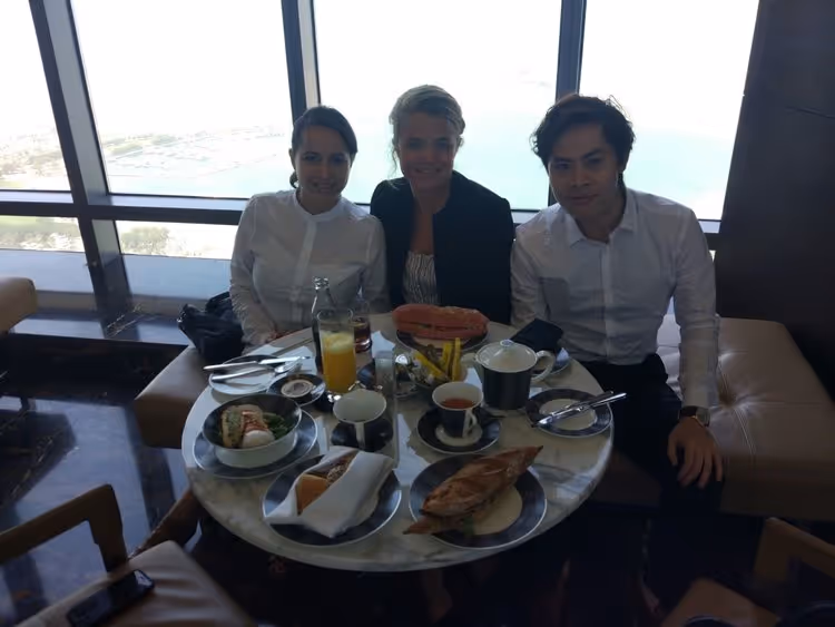 Breakfast meetings with Pamela, Alvin and Julia. Pictured here in Etihad Towers, Abu Dhabi.