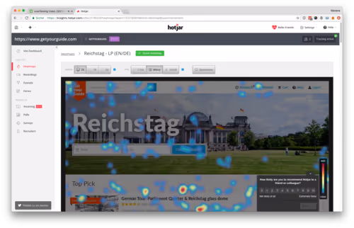 Heat maps in hotjar