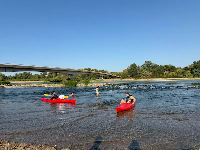 two individual canoe