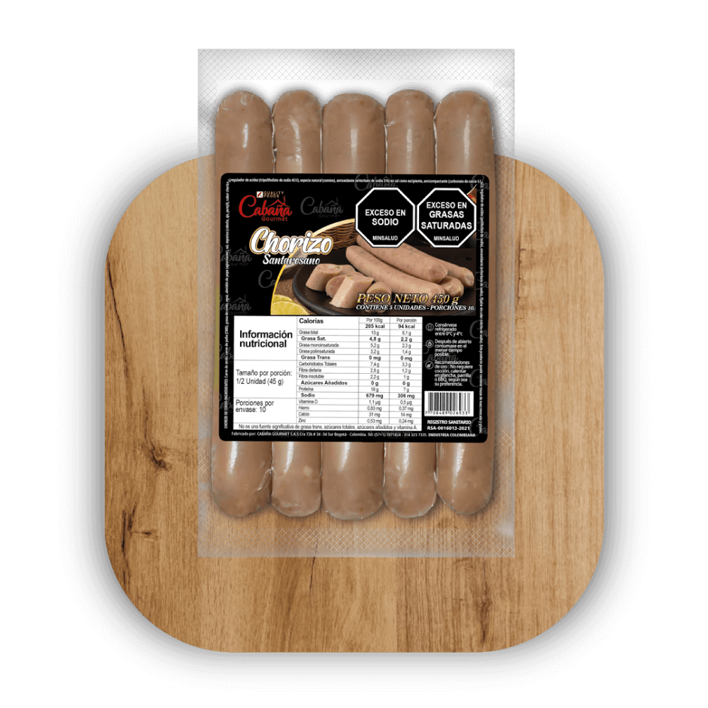 Paquete de chorizos, jugosos y de alta calidad, fabricado en Bogotá