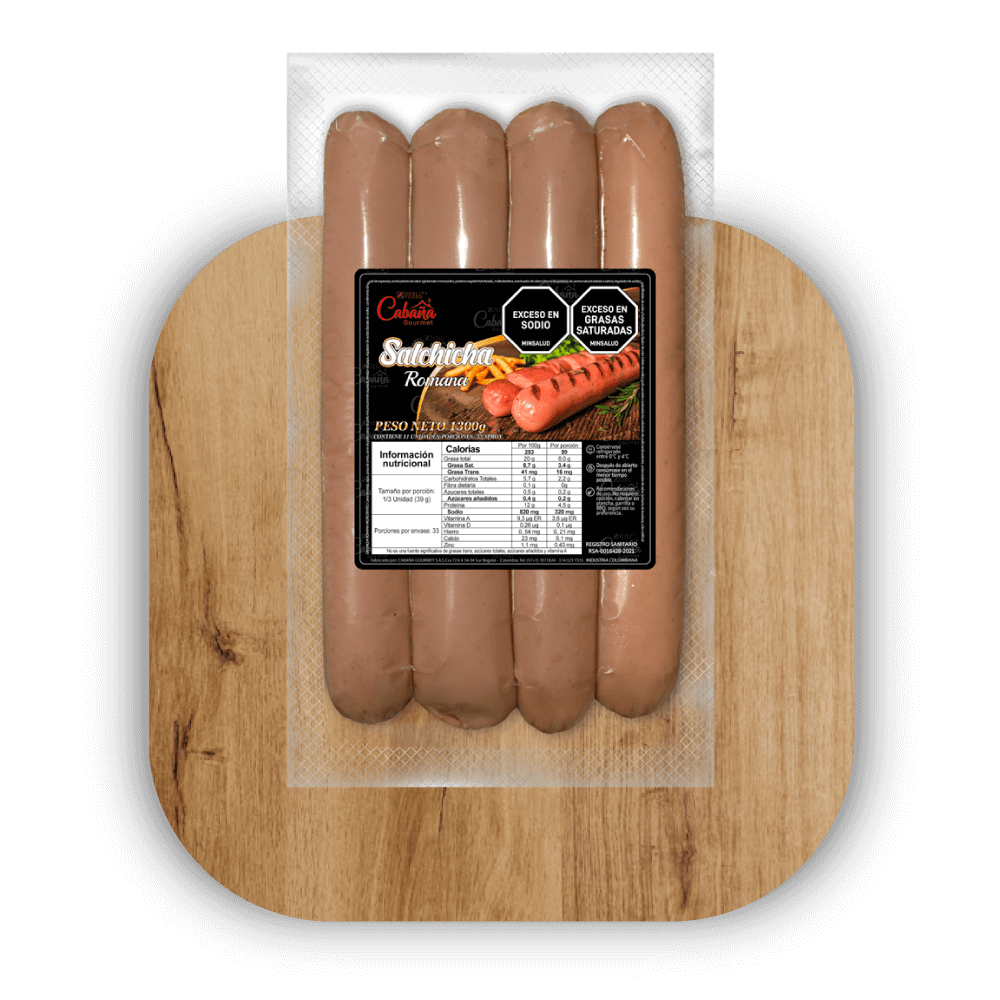 Paquete de salchichas mixta hechas con carne de cerdo y pollo de calidad premium, hechas en Bogotá