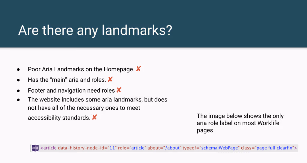 Screenshot from Accessibility Audit