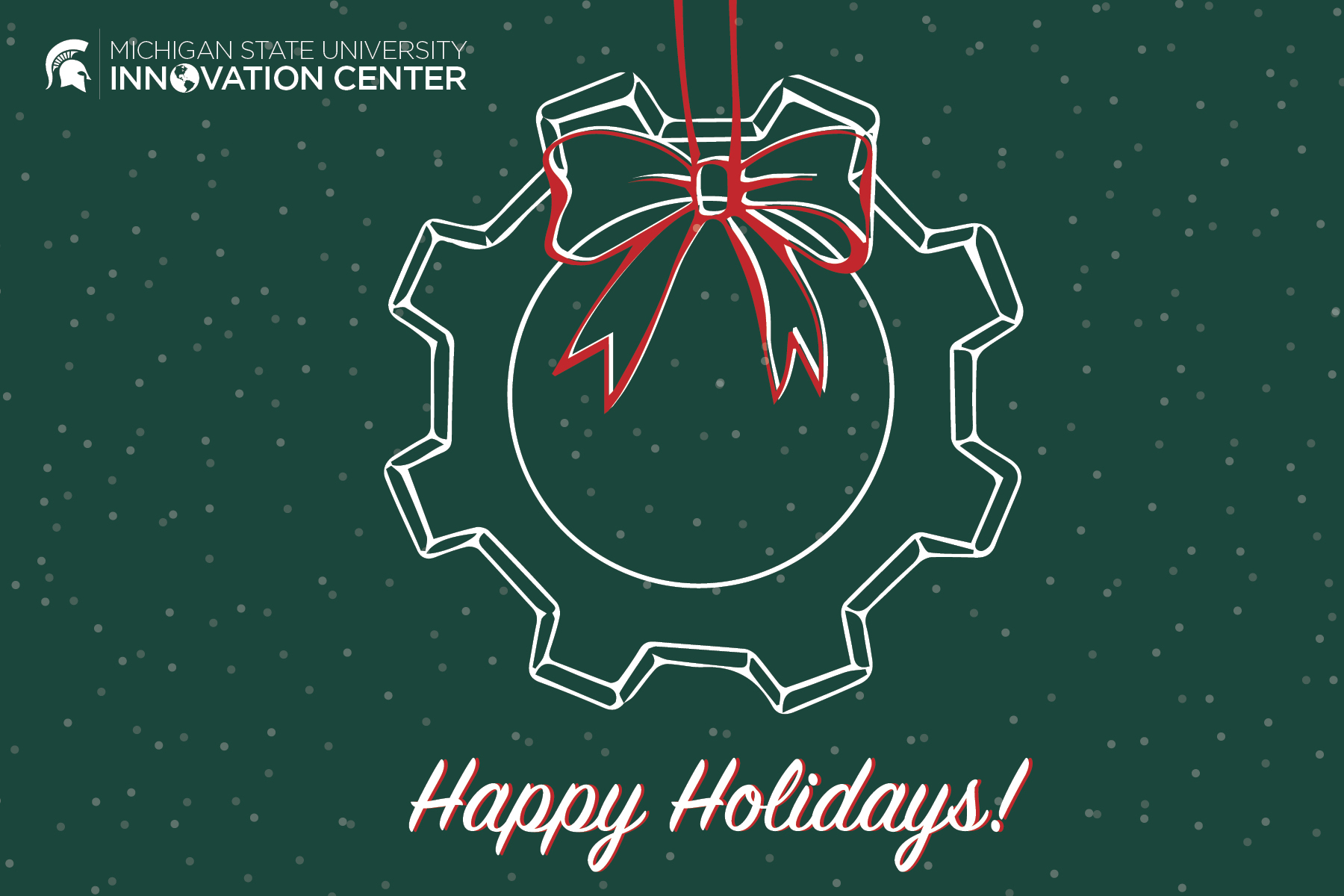 happy holidays Social Media graphic of a bolt turned into a wreath