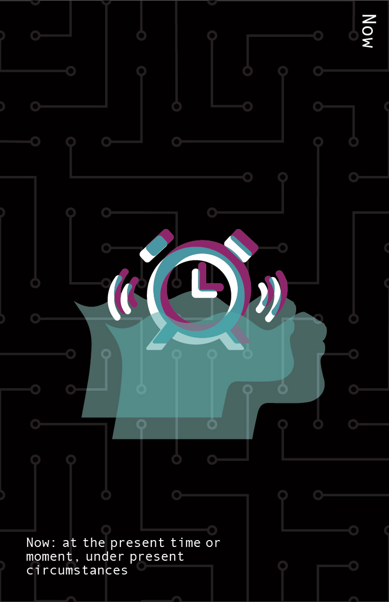 Graphic with an  Icon of a clock behind a head shape 