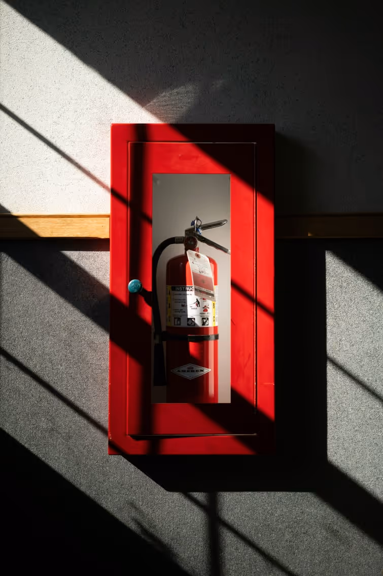Fire extinguisher on a wall