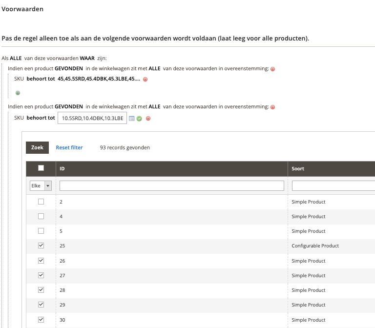 Klik op de groen ‘+’ om regels toe te voegen