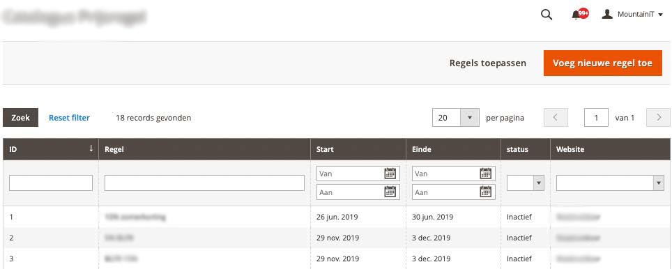 Winkelwagen prijsregels bewerken