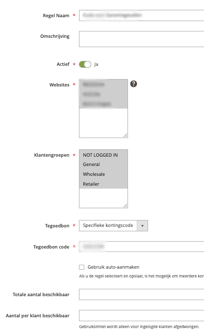 Winkelwagen prijsregels code voor nalevering