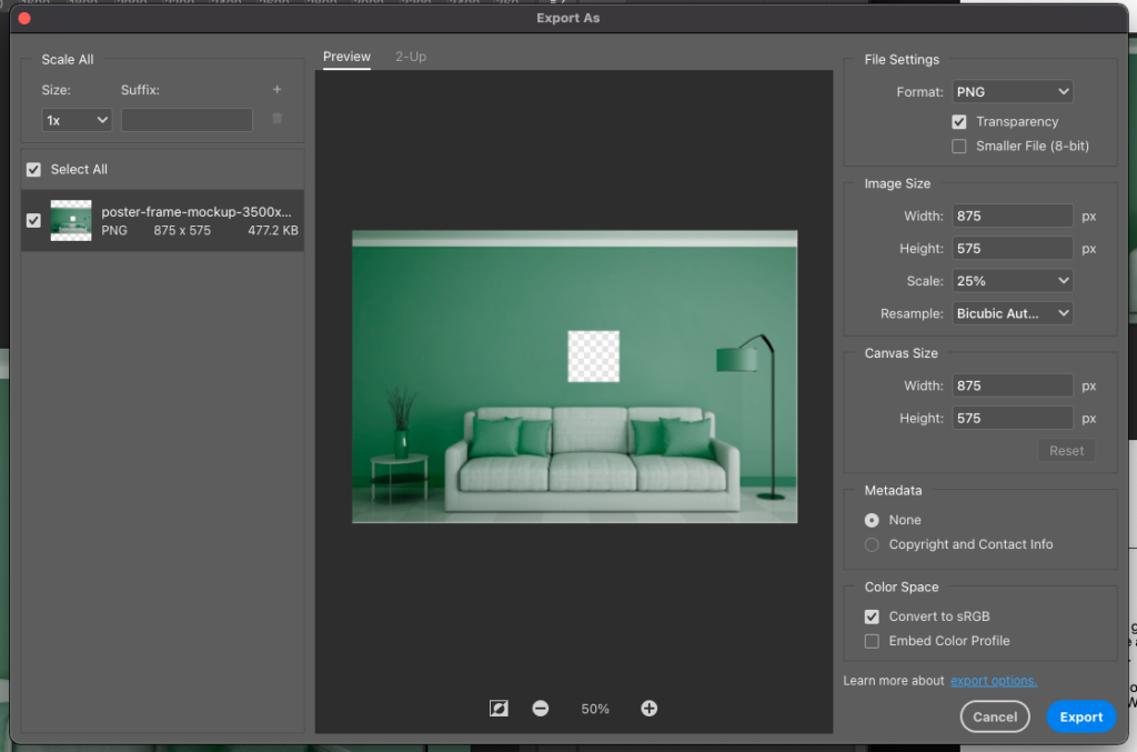 "scale" opties voor afbeelding