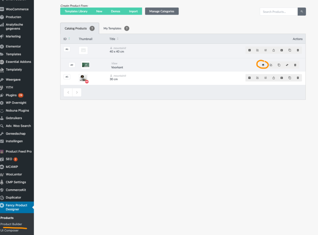 Product builder instellen