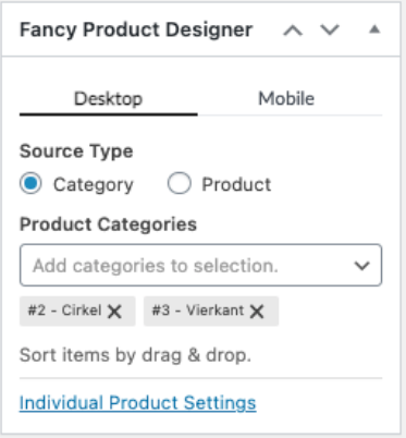 Fancy Product Designer opties
