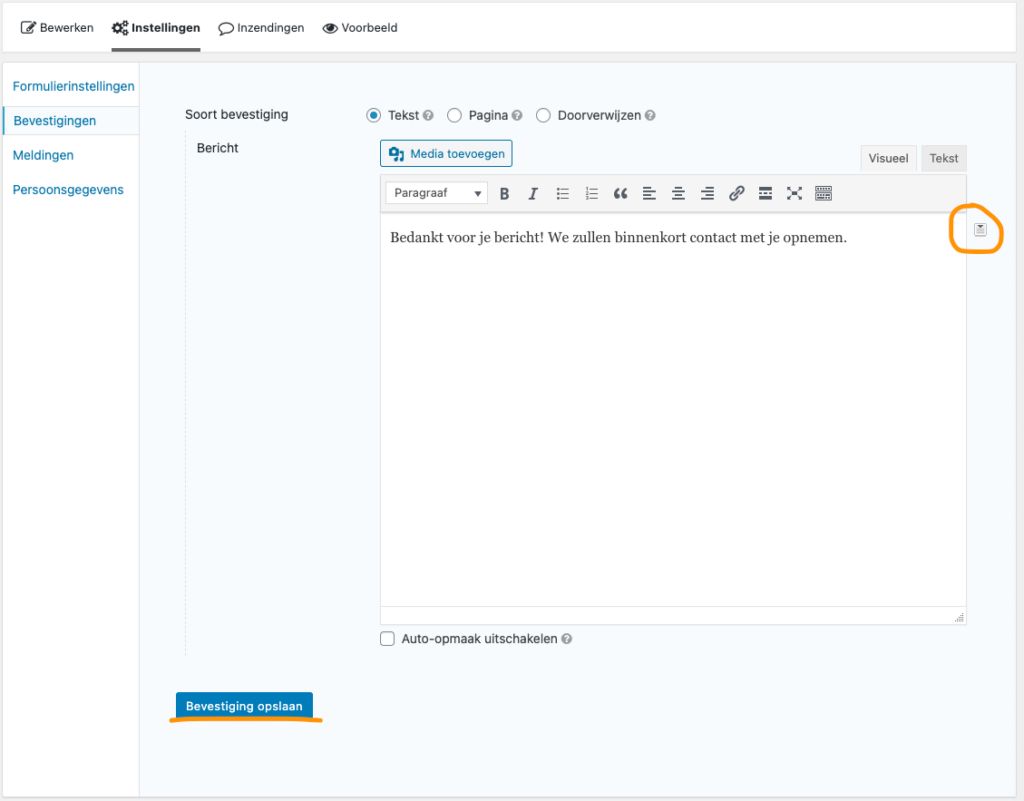 Bevestiging's bericht