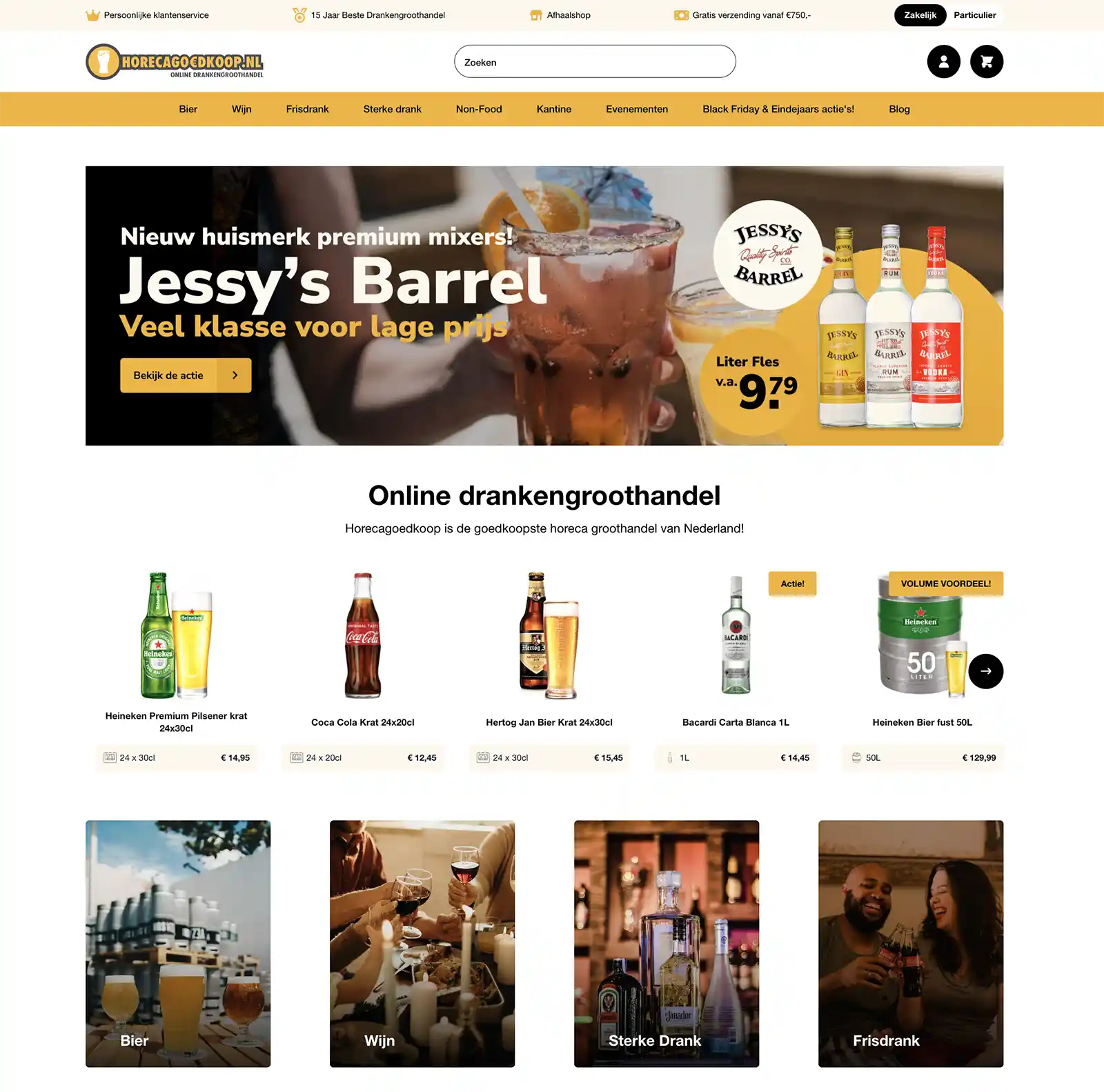 Website screenshot horeca goedkoop