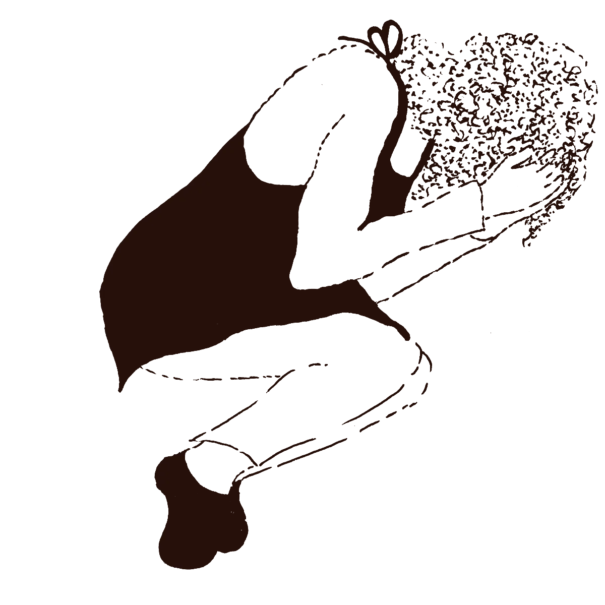 A server curled up in clogs