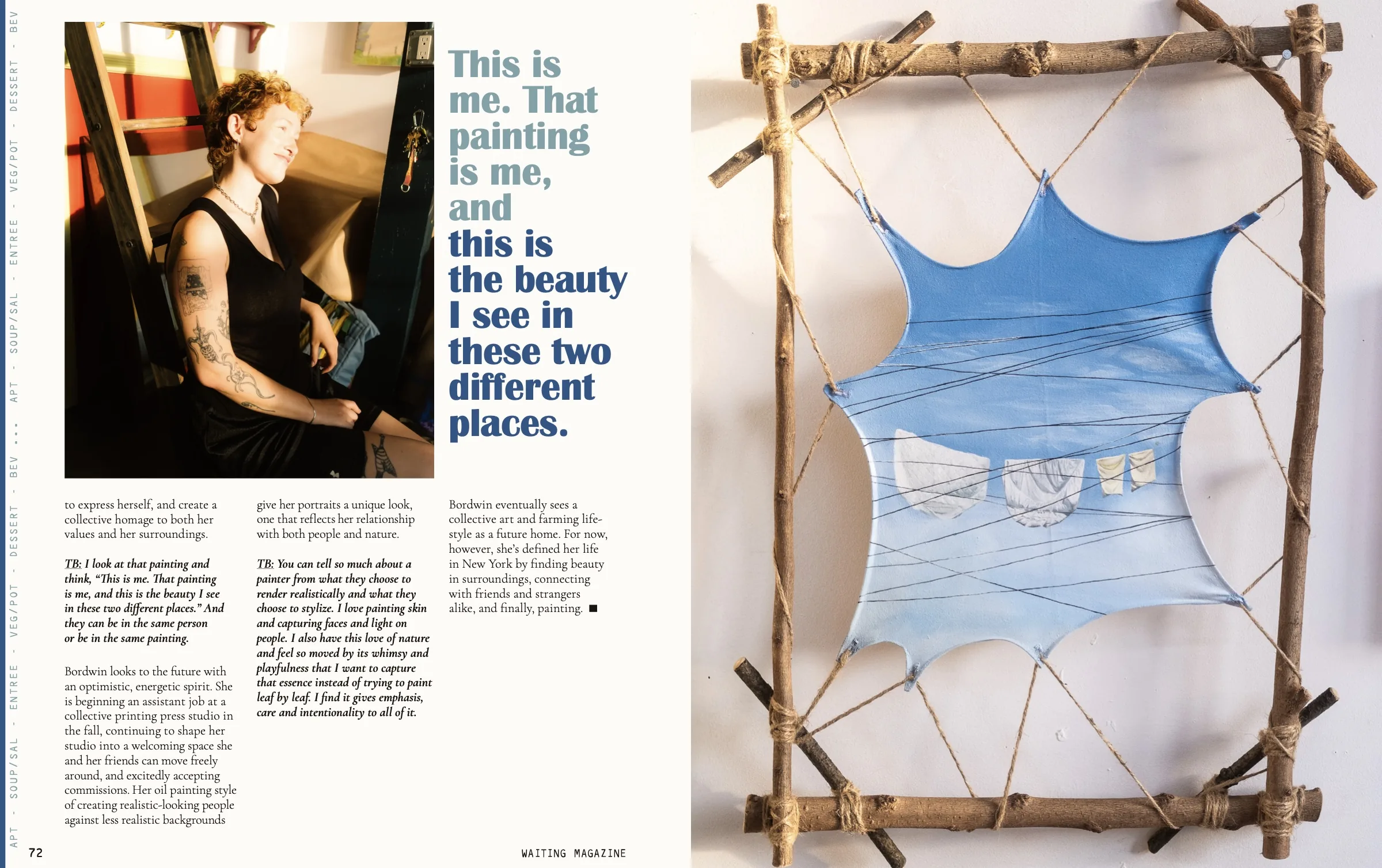 Tamar Bordwin spread with a blue hero quote