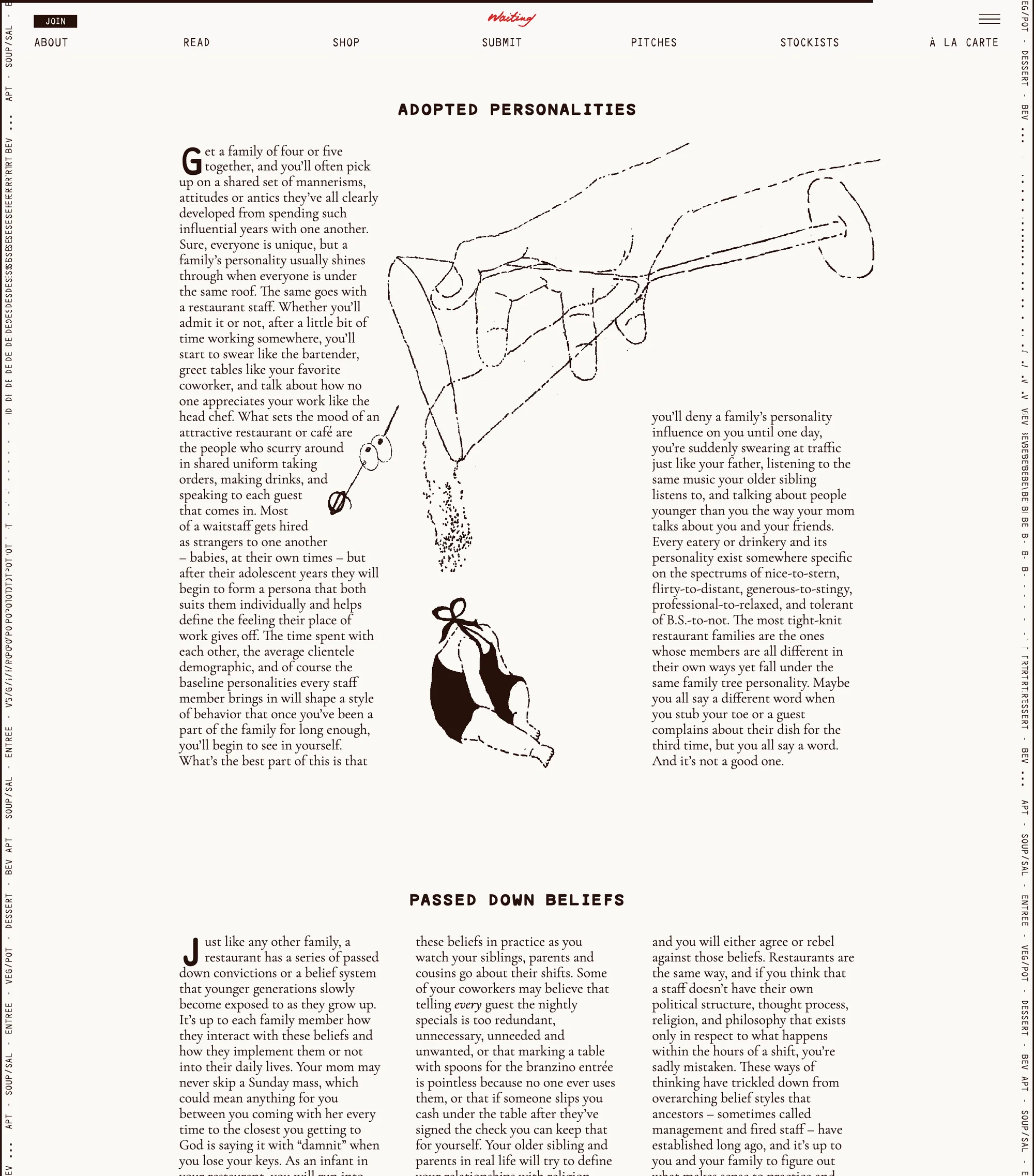 Family Style on waitingmag.com, with the martini illustration