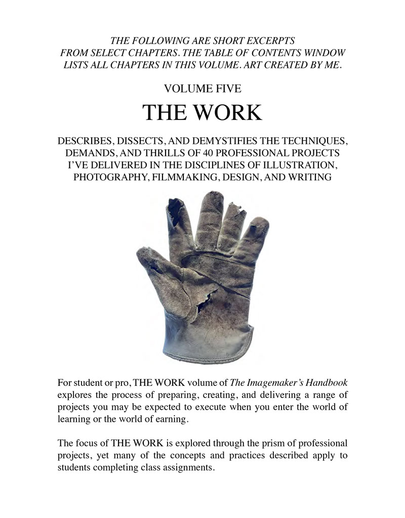 Opening page ot Volume Five of The Imagemaker's Handbook, The Work