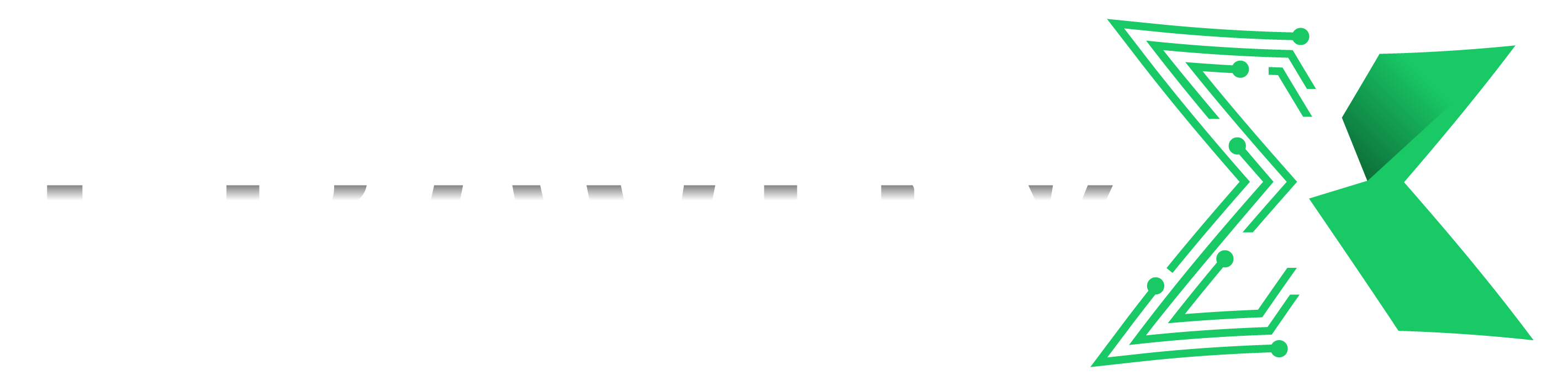 White lettering spelling the word GRAVITY with a green stylized X