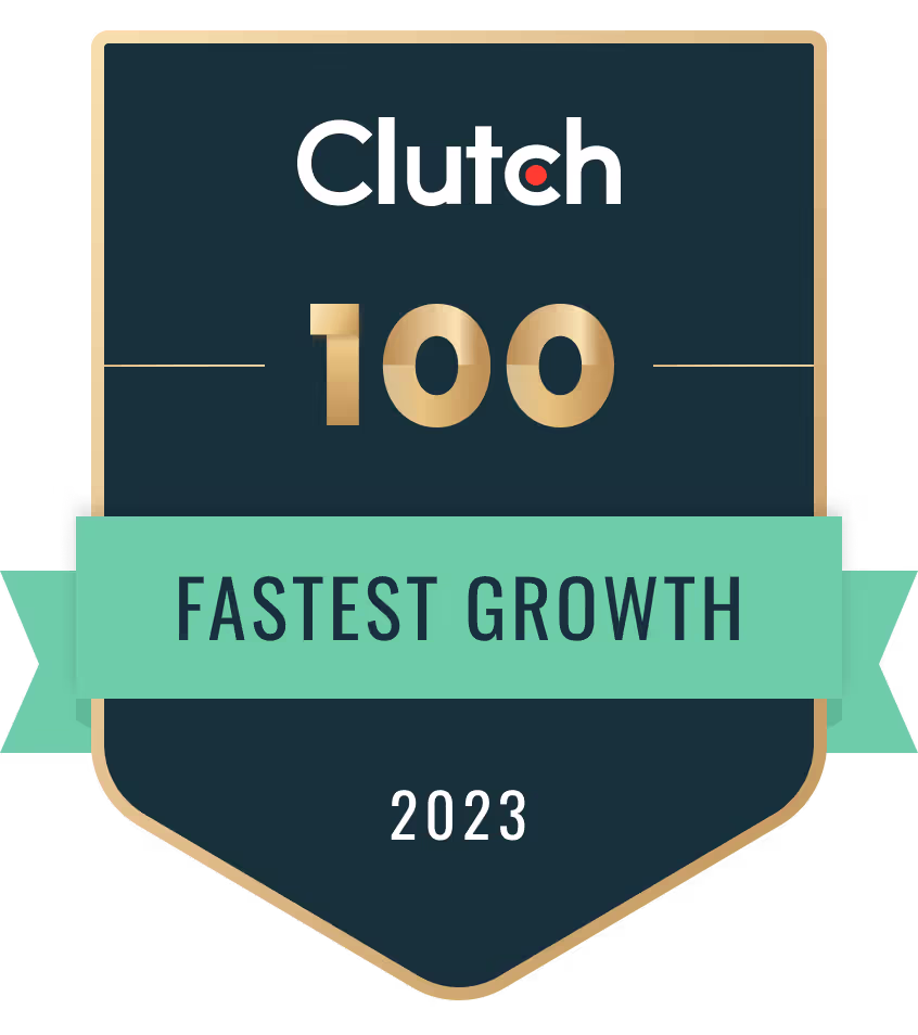 Clutch 100 fastest growth 2023 award badge
