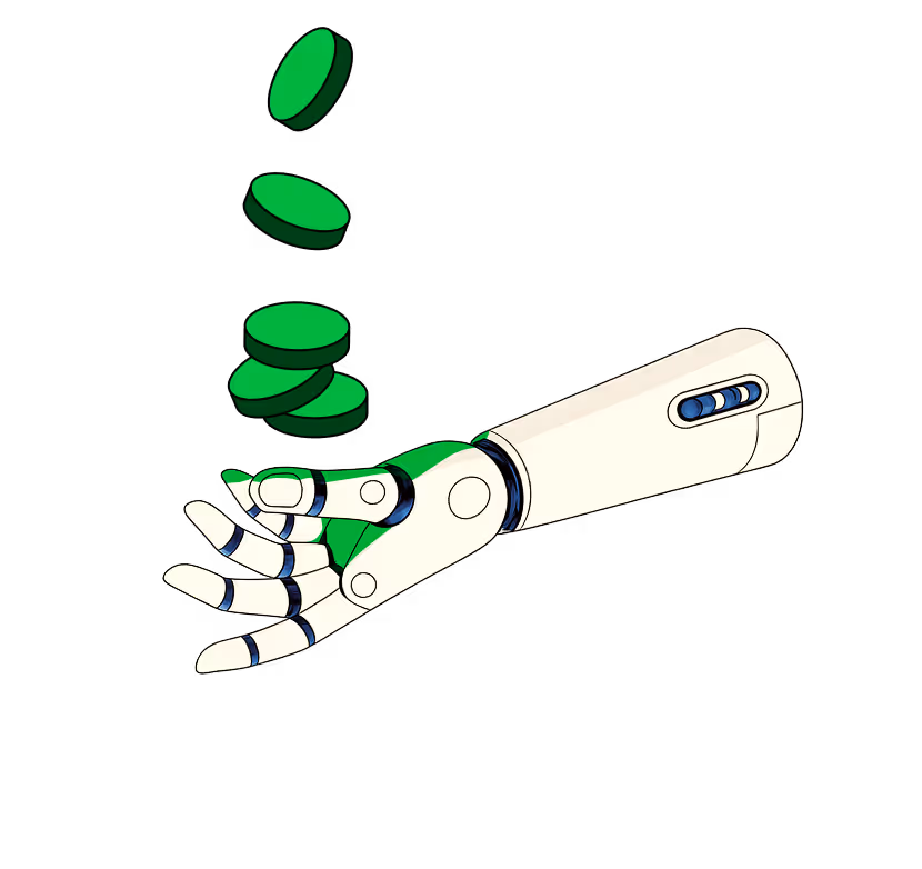 hand and coins