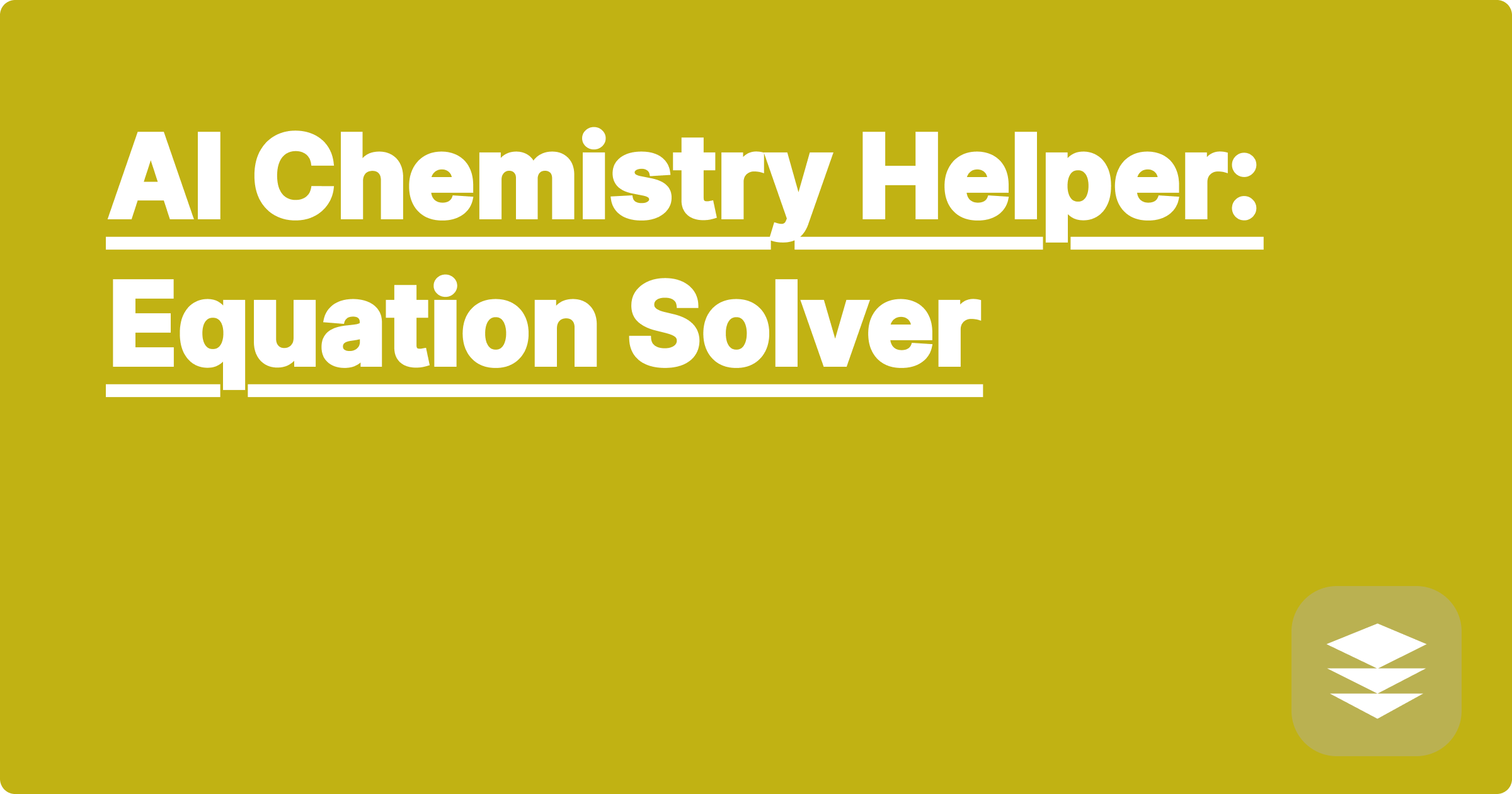 AI Chemistry Helper: Equation Solver