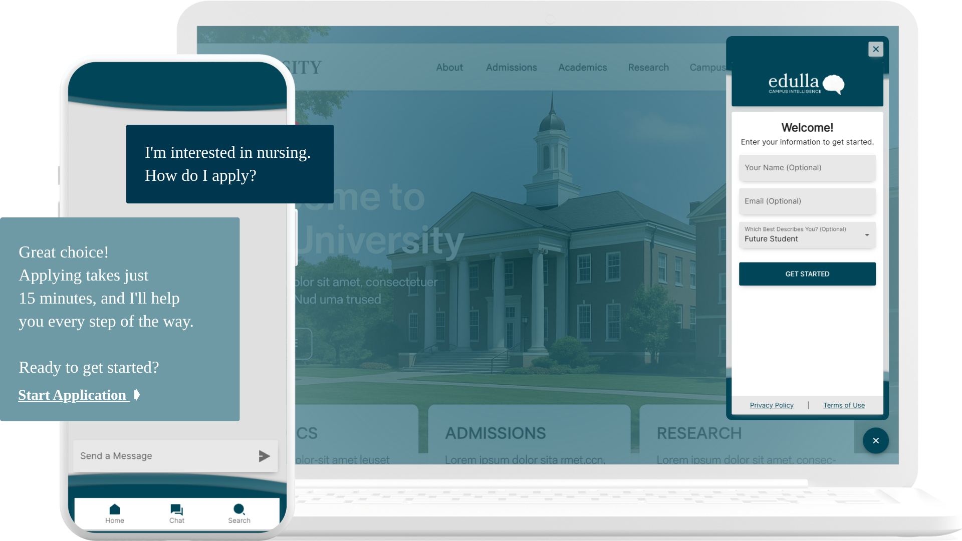 Edulla fully responsive with complete brand customization.