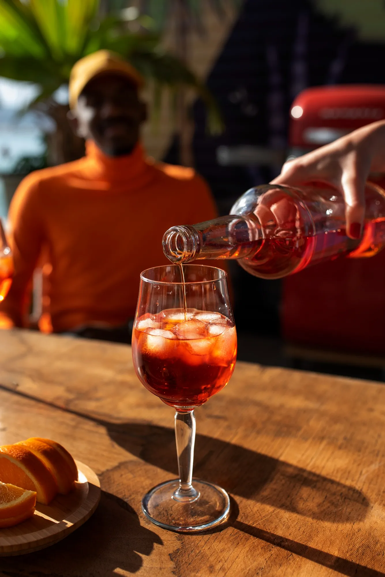 Refreshing cold coffee served in glass cup.