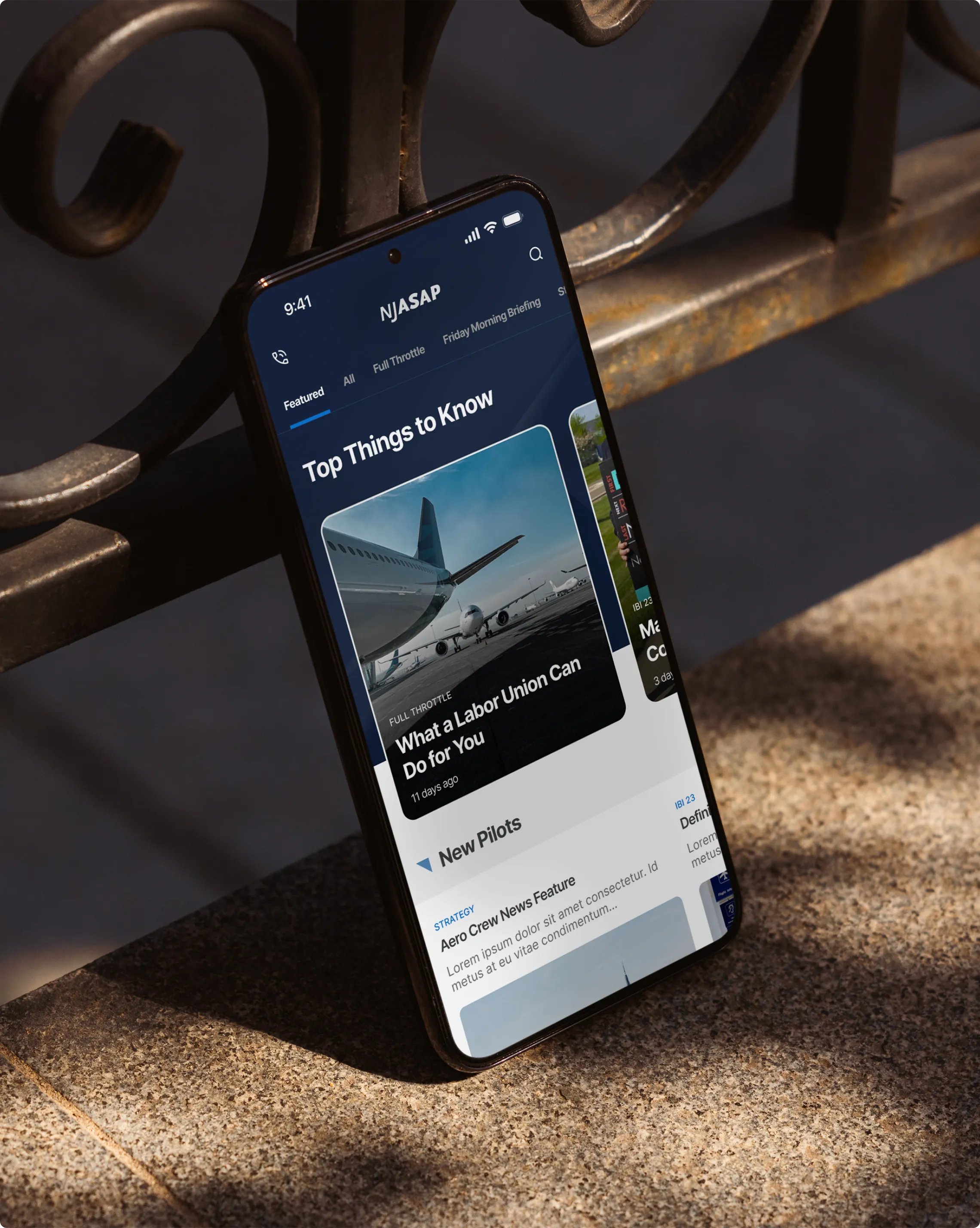 Phone screen showing the Home tab of the NJASAP iOS app