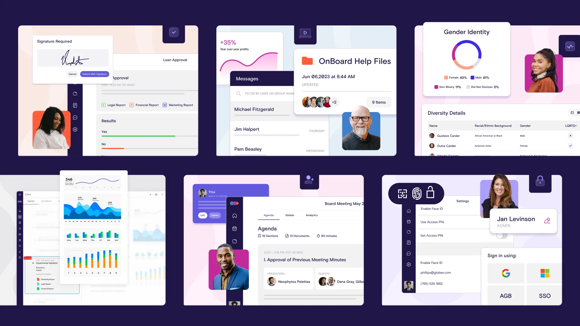 OnBoard Meetings product graphics