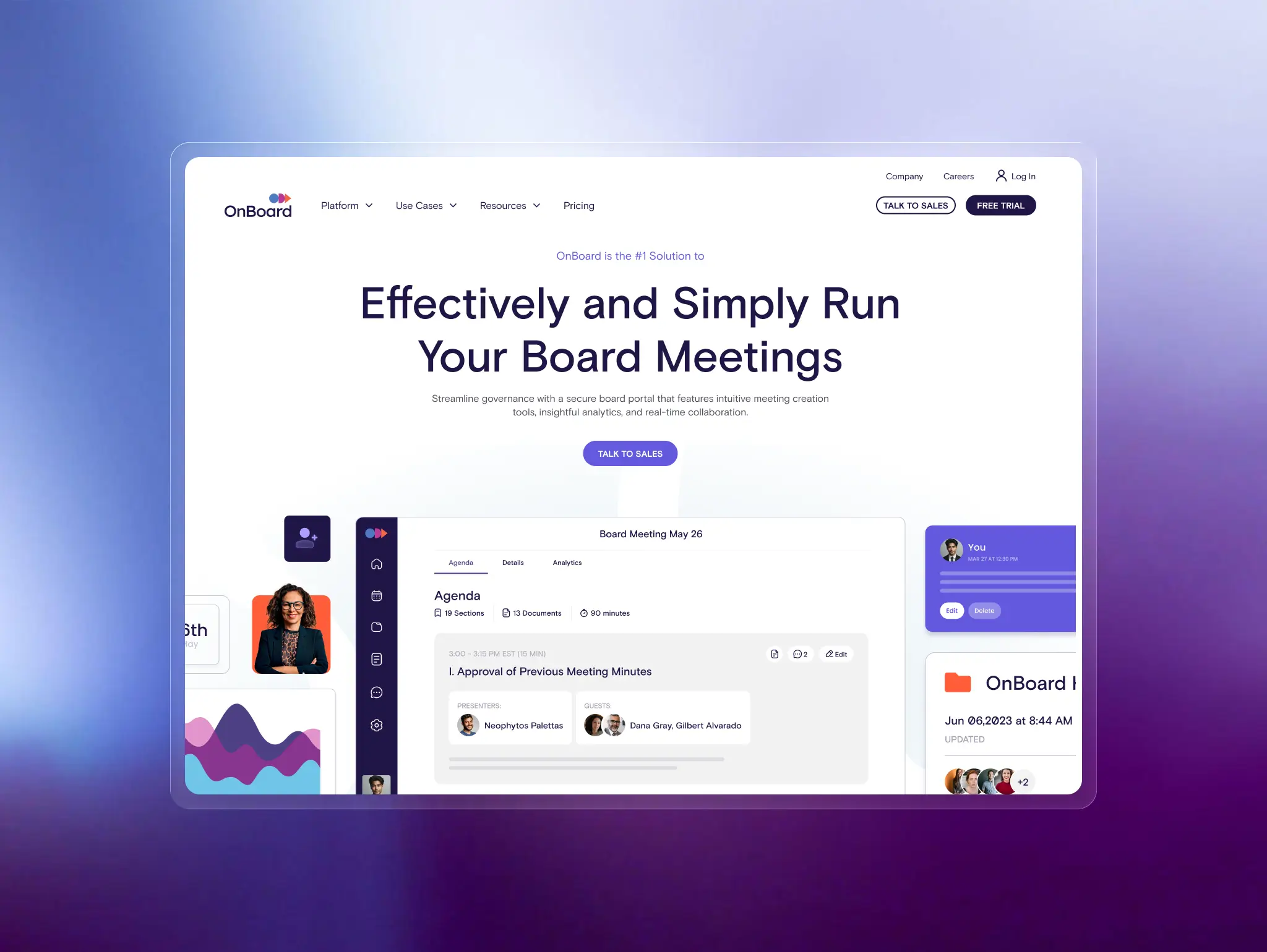 OnBoard Meetings Home Screen