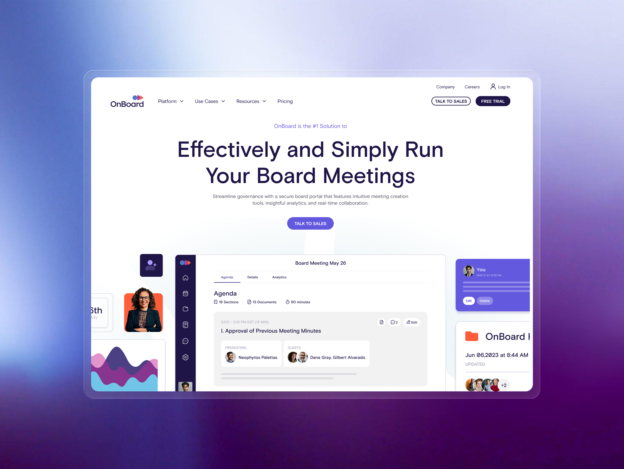 OnBoard Meetings Home Screen
