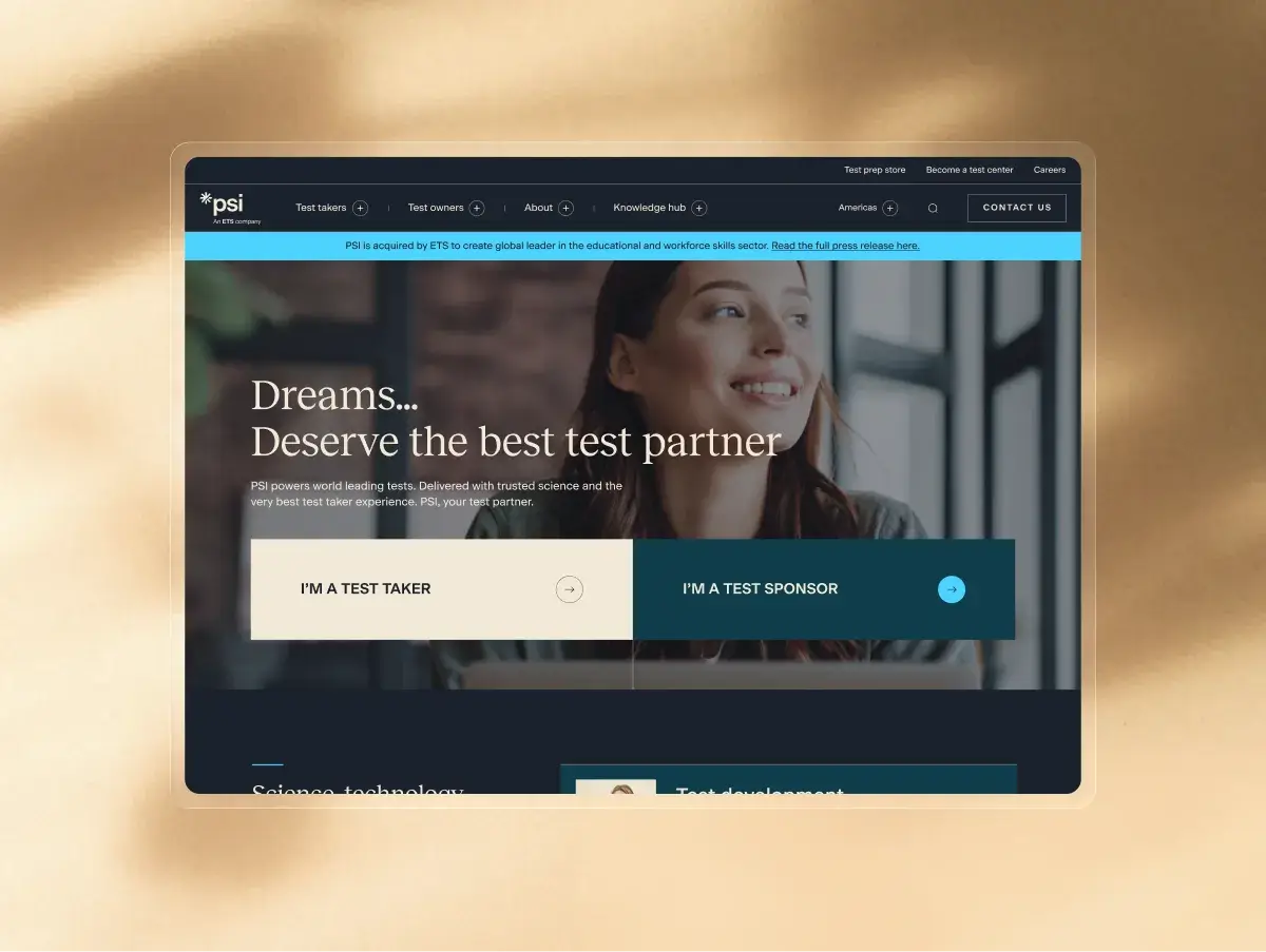 PSI Exams Home Screen