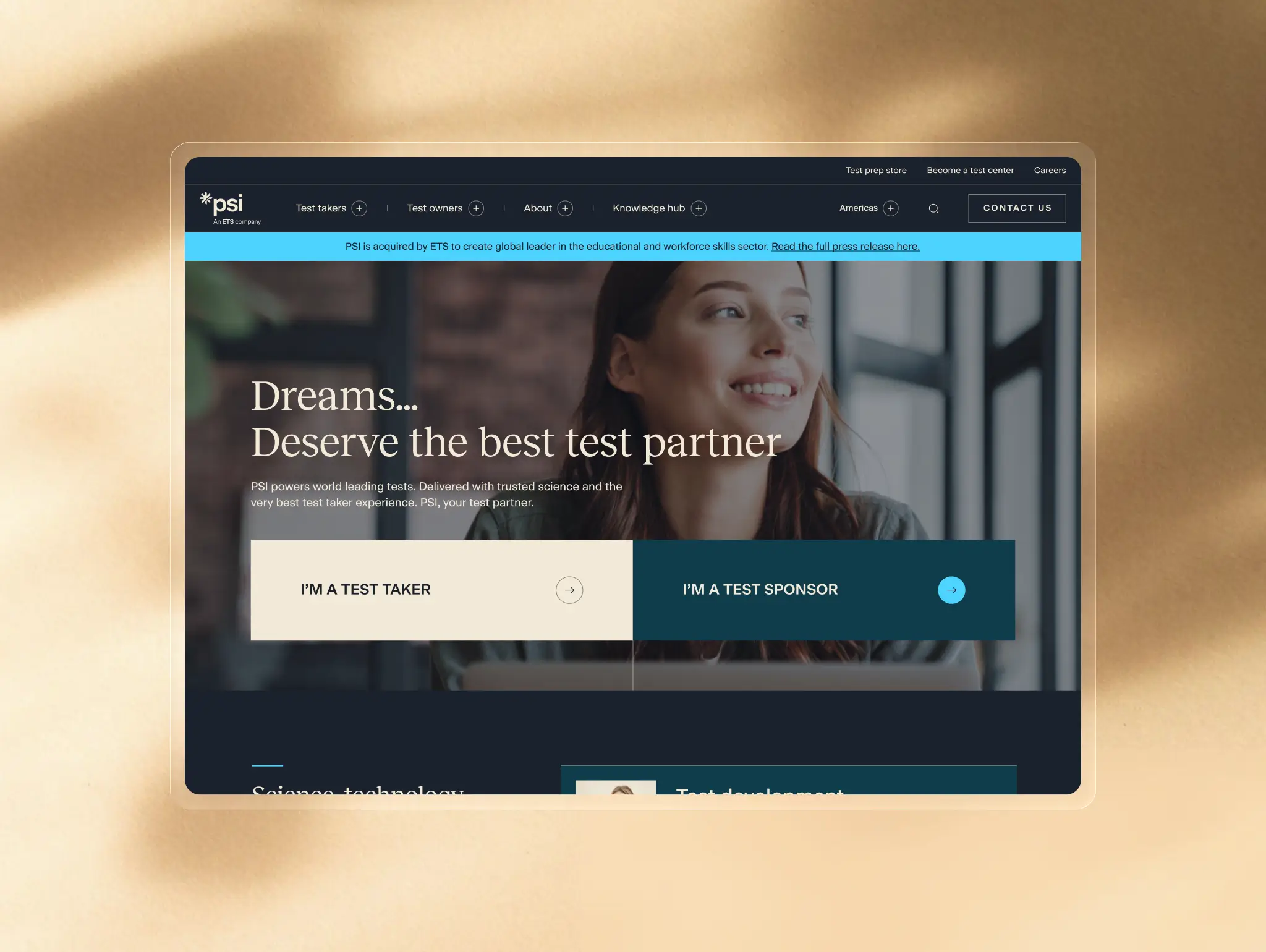 PSI Exams Home Screen