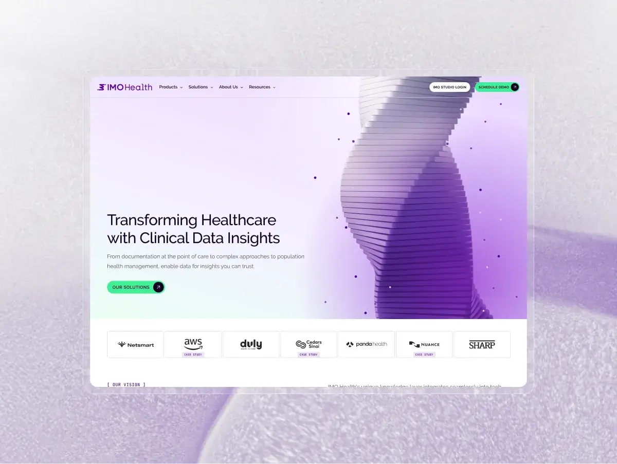 IMO Health Home Page Screen