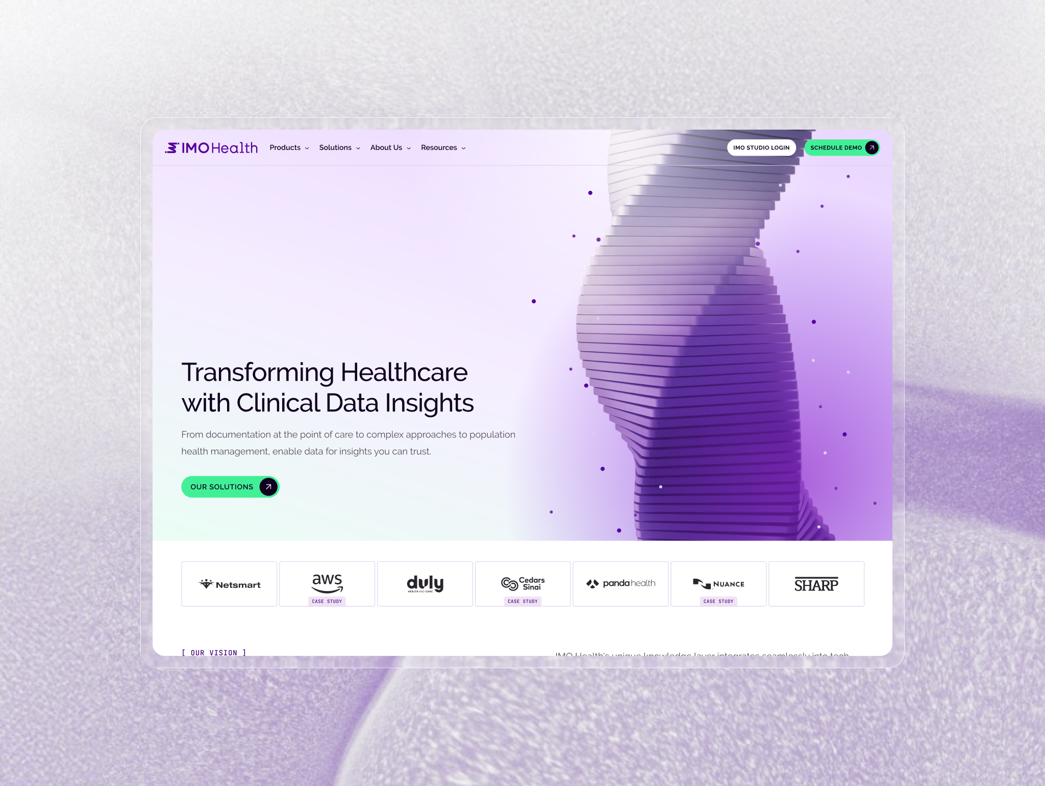 IMO Health Home Page Screen