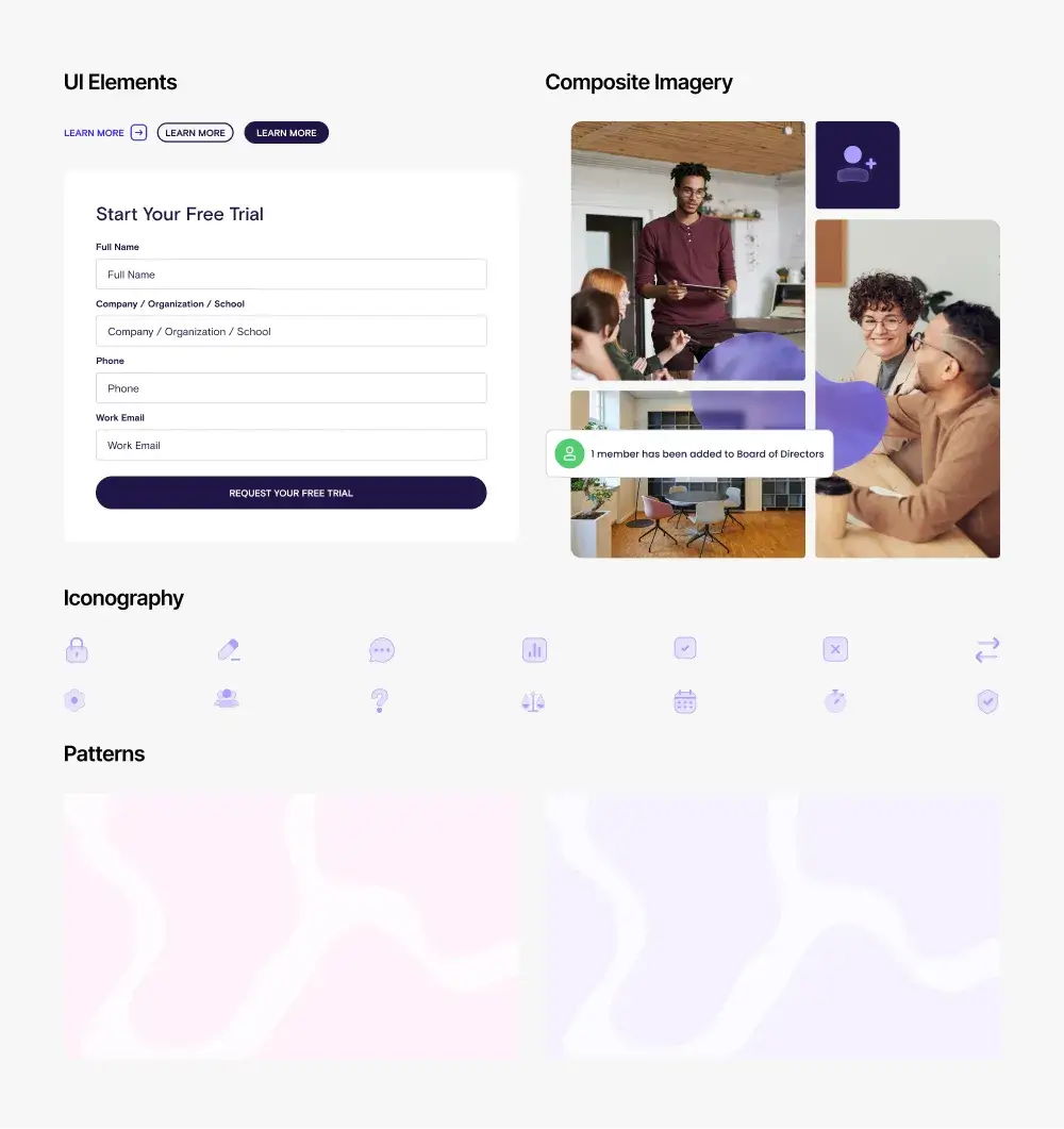 OnBoard additional UI elements, icons, composite imagery, and patterns