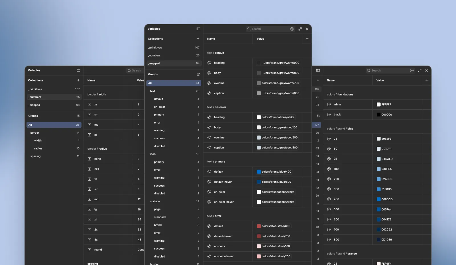 Pilot tools design system variables