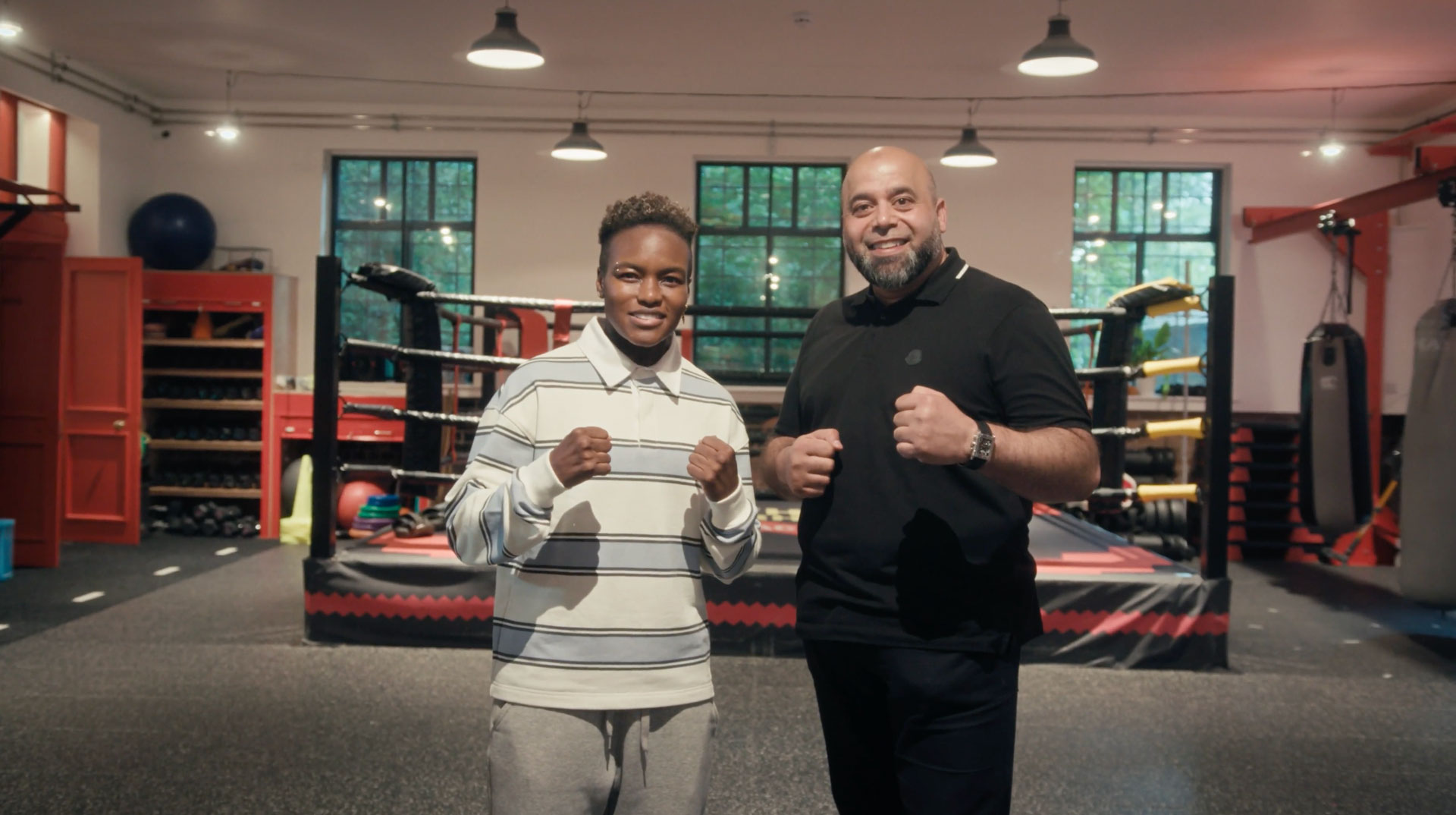 Nicola Adams and Monty Dipoti at Northern Powerhouse Boxing Academy