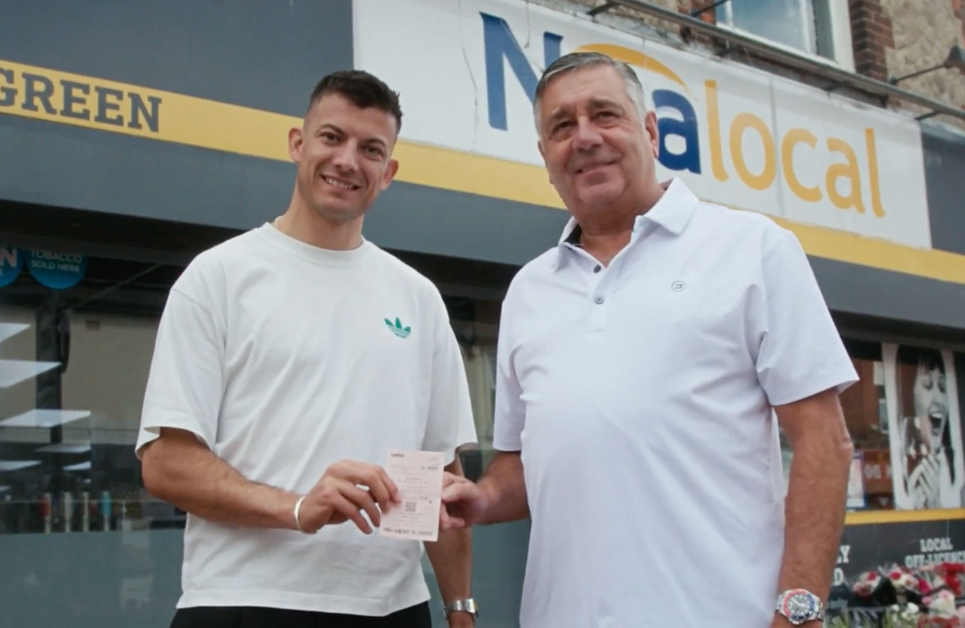 Matt Weston and Steve Weight outside Borough Green Stores in Kent